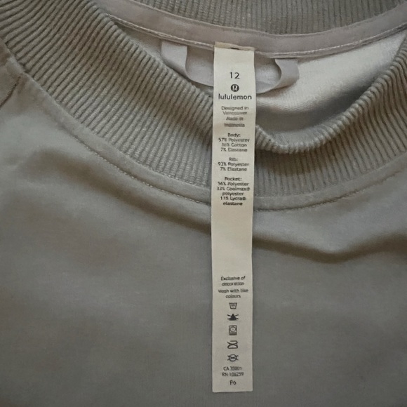 Lululemon Gray Crewneck with Zippered Pockets - like new - Picture 2 of 5